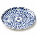 Assiette plate 26 cm en céramique blanc/bleu à motif floral style japonais