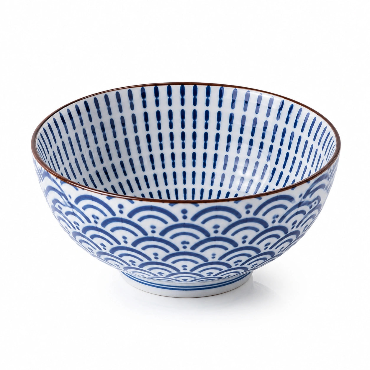 Bol 20 cm en céramique bleu blanc - Motif graphique pour service de table