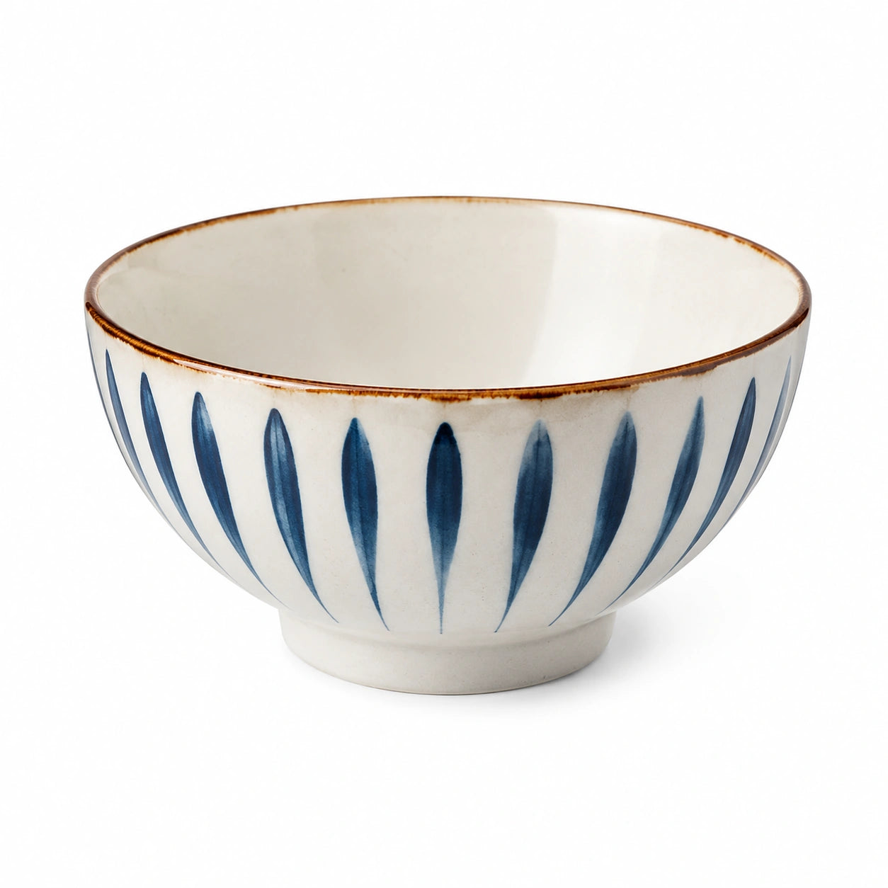 Bol 15 cm en céramique blanc bleu pour repas style peint