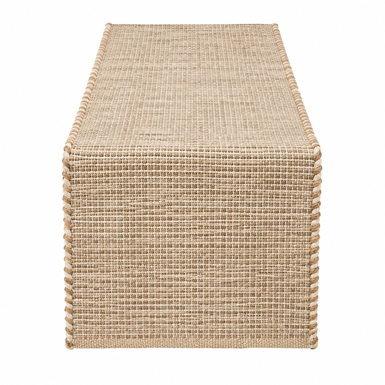 Chemin de table 180 x 33 cm tissé beige en fibres textiles style naturel