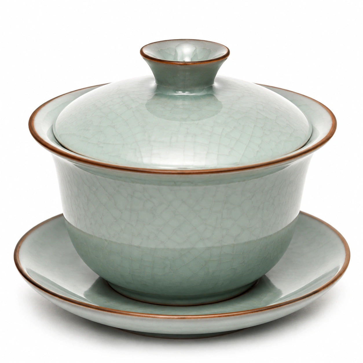 Gaiwan en céramique 180 ml vert céladon - bol à thé couvert avec soucoupe