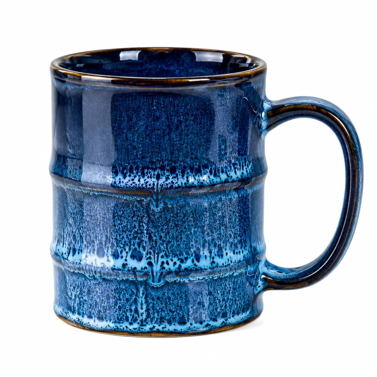 Mug 450 ml en céramique bleu pour boissons chaudes finition émaillée