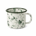 Mug émaillé 350 ml en acier vert et blanc pour boissons chaudes style moucheté