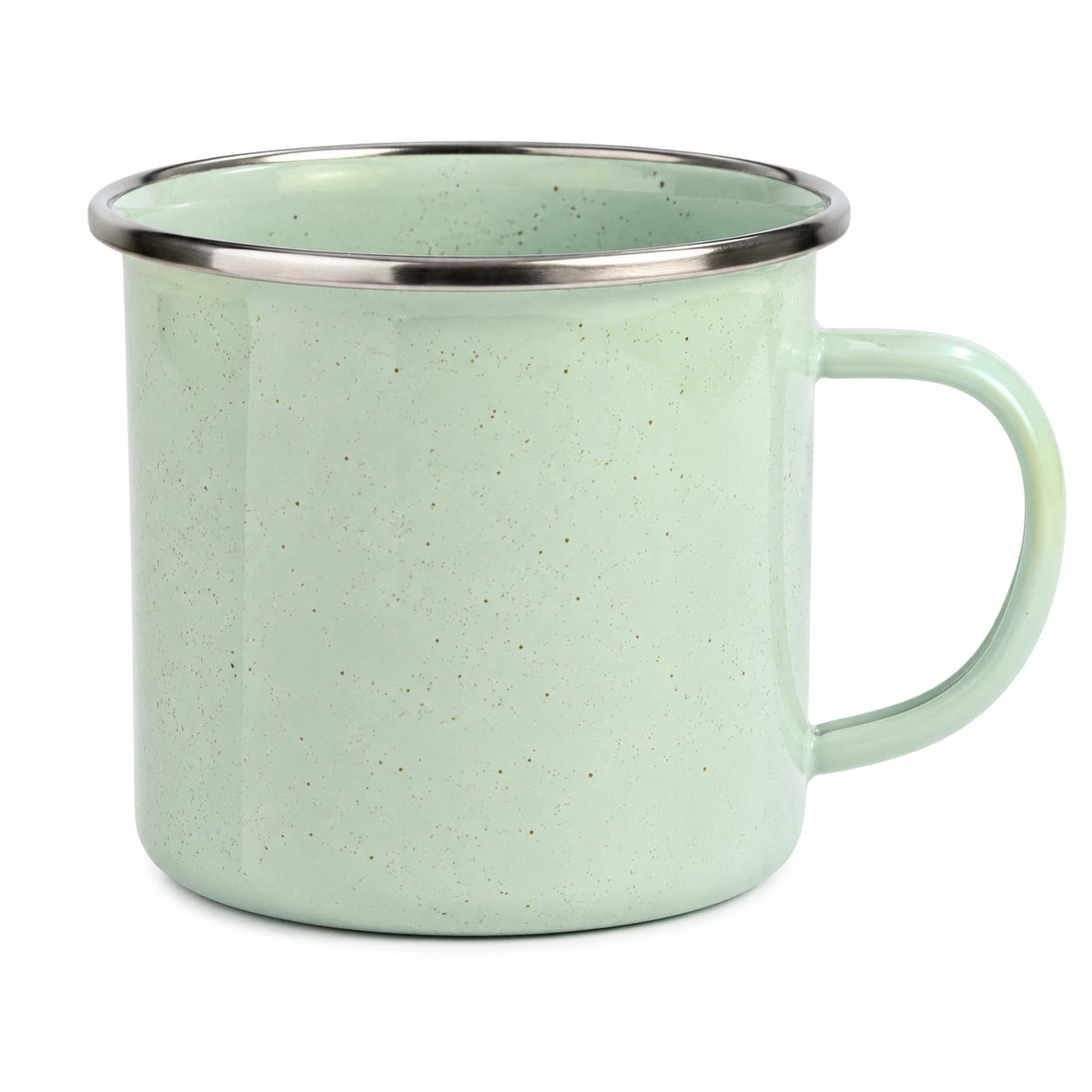 Mug 500 ml en acier émaillé vert menthe - tasse à poignée pour boissons chaudes et froides