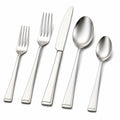 Ménagère 5 pièces 15 à 22 cm en acier inoxydable argenté finition polie pour table