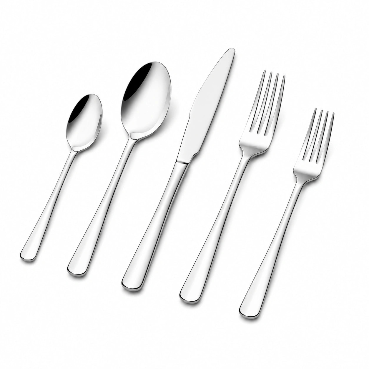 Ménagère 5 pièces en acier inoxydable argenté pour table