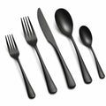 Ménagère 5 pièces 14.5 à 23 cm en acier inoxydable noir finition satinée style contemporain