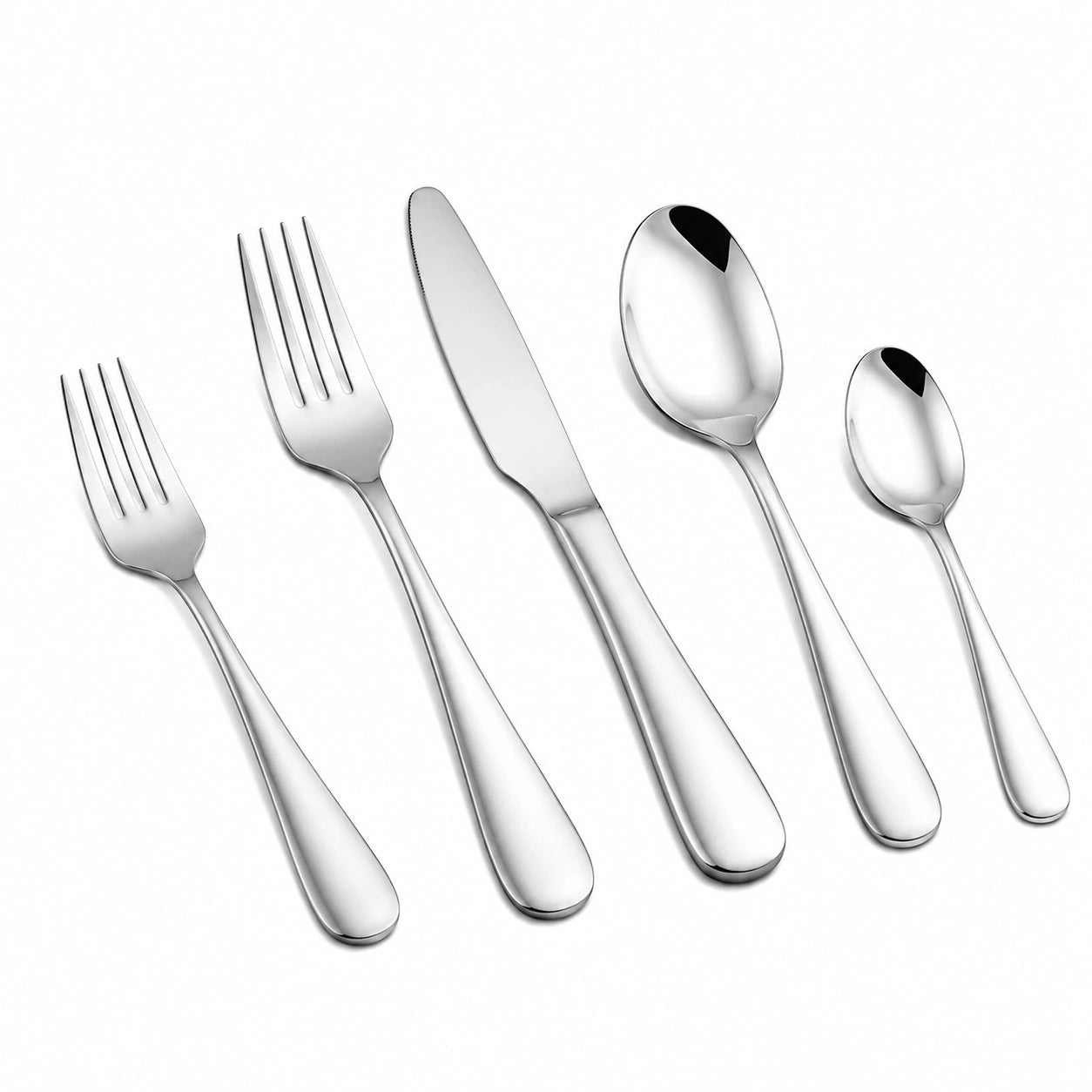 Ménagère 5 pièces en acier inoxydable argenté finition polie pour table