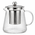 Théière 1.20 L en verre transparent et acier inoxydable avec filtre amovible